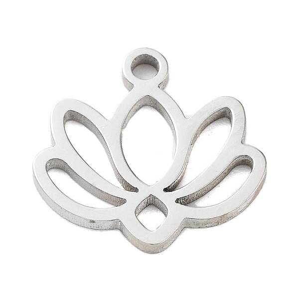 Non-Tarnish 304 Stainless Steel Flower Lotus Charms