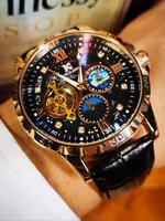 Men's Business Fashion Rhinestone Decorated Round Dial Mechanical Watch, Fashion  Watches for Men for Party, Daily Clothing D...
