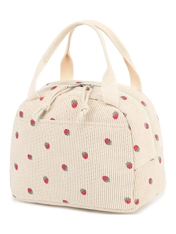 2024 New Style Strawberry Pattern Lunch Bag, Large Capacity Insulated Lunch Bag for Daily Commute, Portable Handbag for Work,...