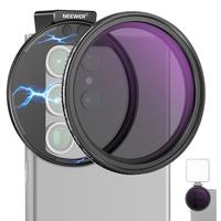 NEEWER Clip On 67mm ND2-ND32 HD Variable Phone Lens Filter Kit with Threaded Adapter Ring