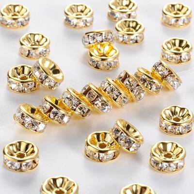 Brass Rhinestone Spacer Beads
