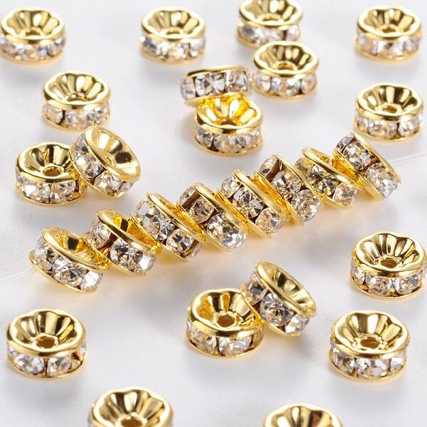 Brass Rhinestone Spacer Beads