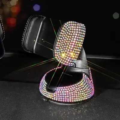 Rhinestone Car Air Outlet Phone Holder, Rotatable Car Phone Holder, Navigation Car Rhinestone Suction Cup Mobile Phone Holder...