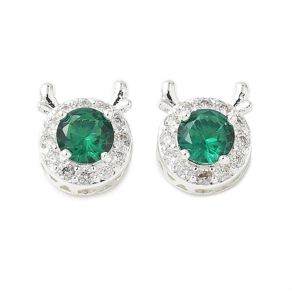Brass Micro Pave Cubic Zirconia Beads