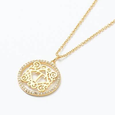 Brass Micro Pave Clear Cubic Zirconia Pendant Necklaces