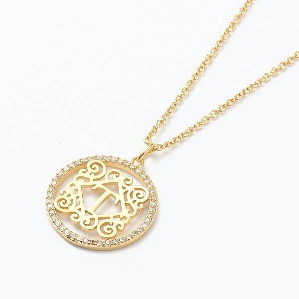 Brass Micro Pave Clear Cubic Zirconia Pendant Necklaces