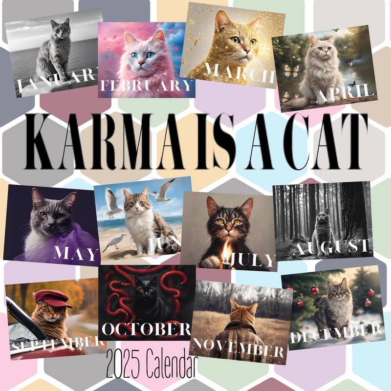 Karma Is A Cat Wall Calendar | 2025 Wall Calendar | Eras Tour Inspired | Swift Wall Calendar | Eras Tour Album