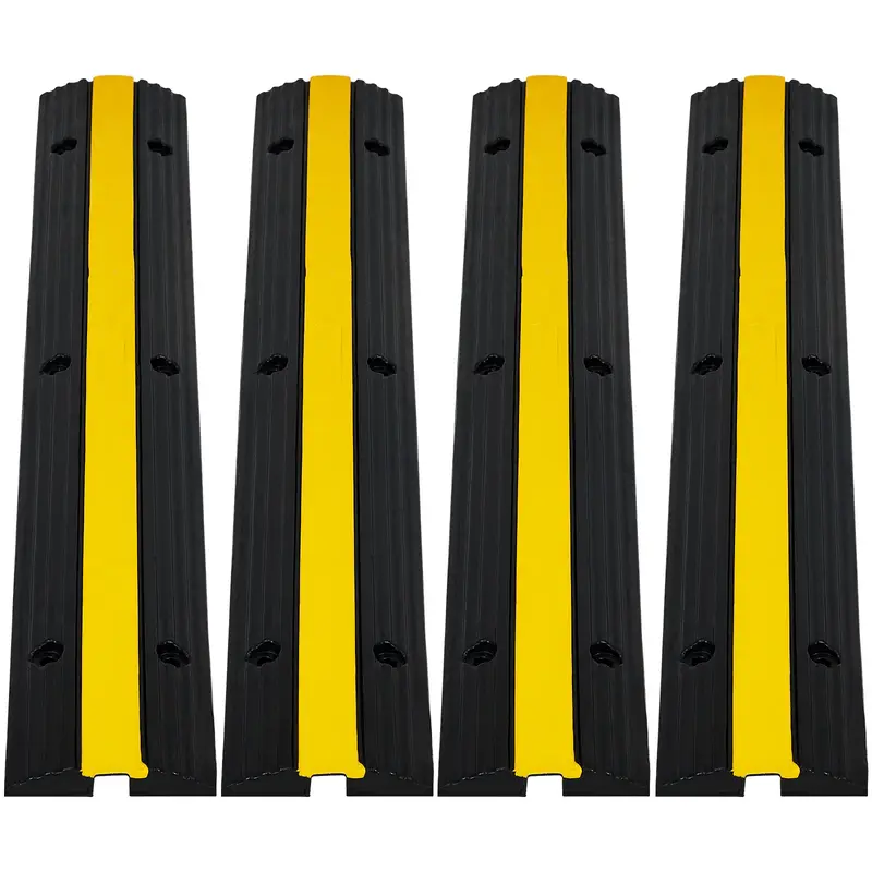Garvee 4-Pack 1-Channel Heavy Duty Rubber Cable Protector Ramp | 22046 Lbs Load Capacity | Outdoor Driveway Wire Hose Cover f...