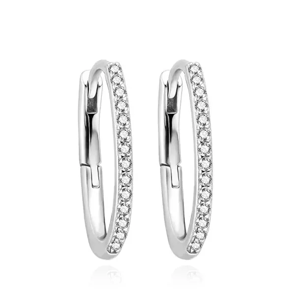 Agato Oval earrings IN silver with zirconia AGUC3529/15