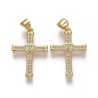 Brass Micro Pave Cubic Zirconia Pendants