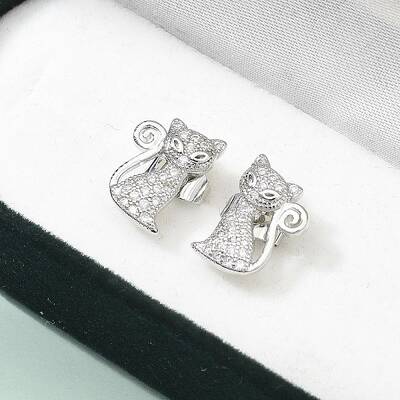 Brass Micro Pave Clear Cubic Zirconia Stud Earrings