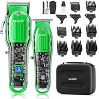 GLAKER Transparent Hair Clipper and Trimmer Kit, Cordless Clippers, Barber Kit, 11 Guide Combs, Haircut at Home, Gift for Him...