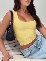 Women's Solid Color Square Neck Tank Top, Basic Casual Sleeveless Top for Daily Wear, Ladies Clothes for Summer, Tops for Wom...