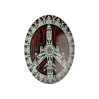 Peace Sign Theme Ornaments Decorations Glass Oval Flatback Cabochon