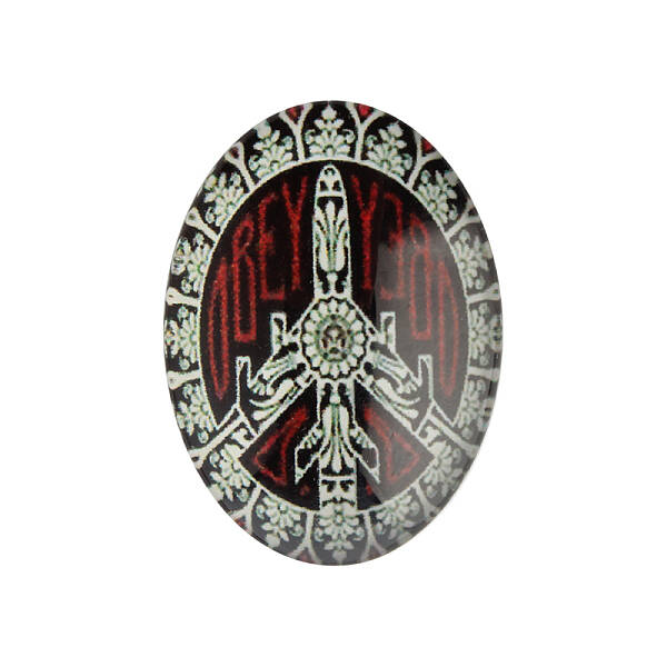 Peace Sign Theme Ornaments Decorations Glass Oval Flatback Cabochon