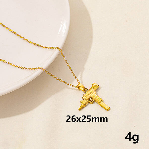 Stylish Stainless Steel Gun Pendant Necklace for Women