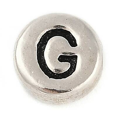 925 Sterling Silver Flat Round with Letter Beads