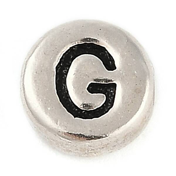 925 Sterling Silver Flat Round with Letter Beads