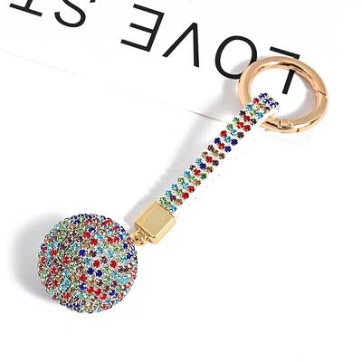 PU Leather & Rhinestone Keychain for Women