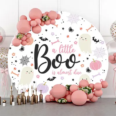 Aperturee Little Boo Halloween Baby Shower Backdrop For Girls | Baby Shower Arch Backdrop | Baby Shower Backdrop Ideas | Roun...