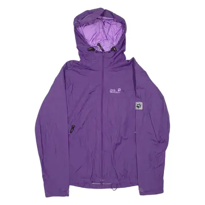 JACK WOLFSKIN Womens Rain Jacket Purple Hooded S