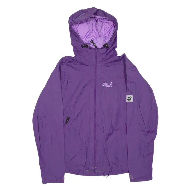 JACK WOLFSKIN Womens Rain Jacket Purple Hooded S