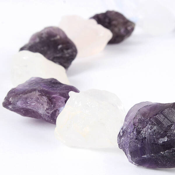 Natural Gemstone Crystal & Amethyst Quartz Rough Nuggets Bead Strands