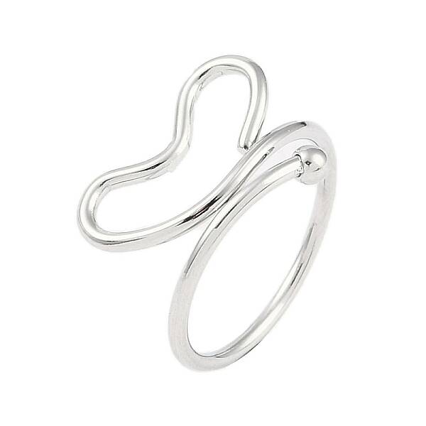 Non-Tarnish 304 Stainless Steel Heart Open Cuff Ring for Women