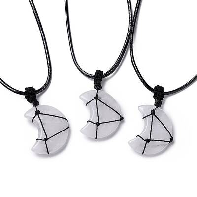 Adjustable Natural Quartz Crystal Moon Pendant Necklace