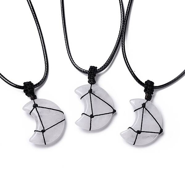 Adjustable Natural Quartz Crystal Moon Pendant Necklace
