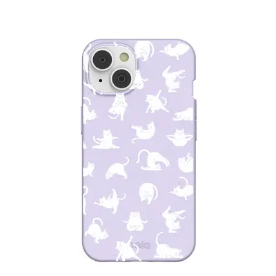 Lavender Yoga Cat iPhone 14/16e Case