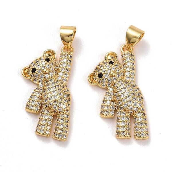 Brass Micro Pave Clear Cubic Zirconia Pendants