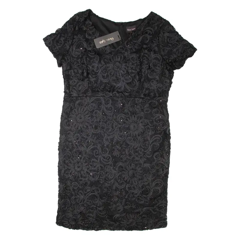 PHASE EIGHT Womens Day Dress Black Short Sleeve Knee Length XL