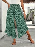 【Plus Size】All Over Print Wide Leg Pants, Bohemian Casual Comfy Trousers for Daily Wear, Women's Boho Bottoms for Summer,...