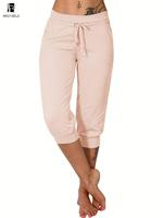 Women's Plain Drawstring Waist Capri Pants, Casual Pocket Trousers, Pants for Women, Summer Clothes Women, Ladies Bottoms, Go...