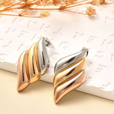 304 Stainless Steel Two Tone Stud Earrings