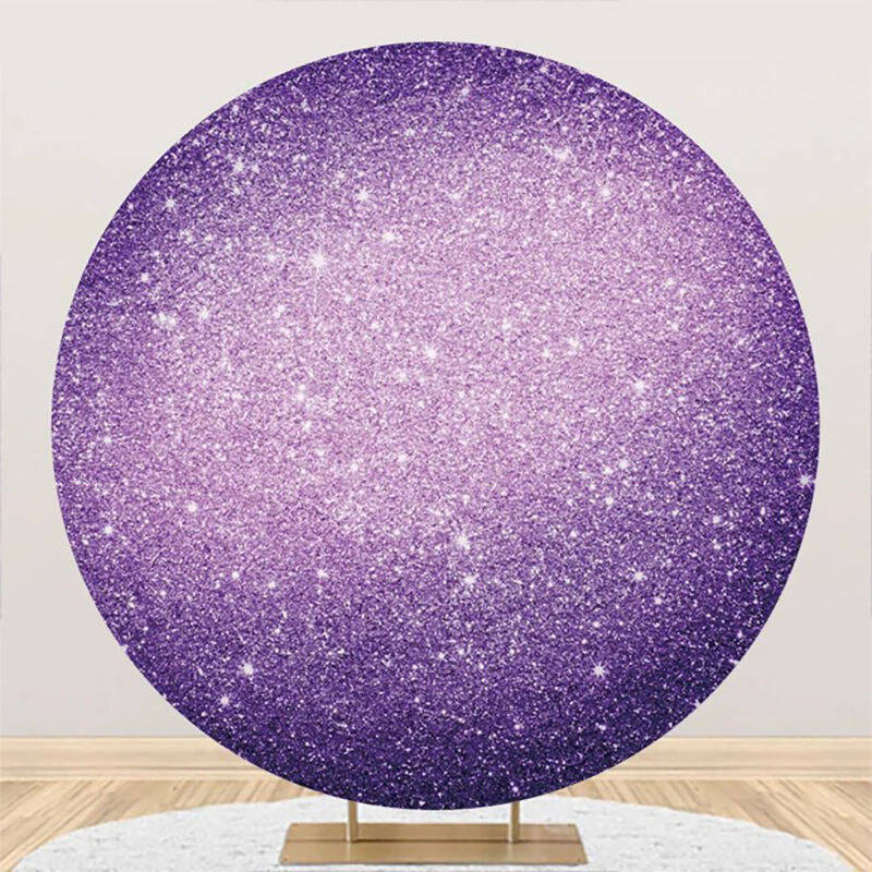 Round Purple Sparkling Birthday Backdrop For Girl - Aperturee