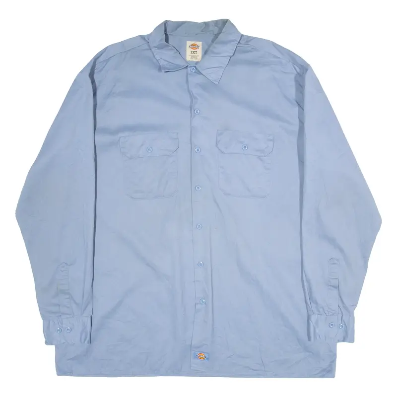DICKIES Mens Worker Shirt Blue Long Sleeve 2XL