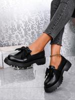 Women's Fashionable Bowknot Design Slip on Platform Loafers, Casual Winter Shoes for Women, Comfortable Round Toe Shoes for D...