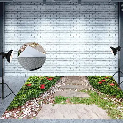 Garden Stone Path Greenery Floral Spring Floor Mat