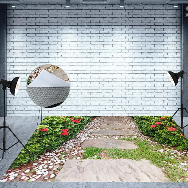 Garden Stone Path Greenery Floral Spring Floor Mat