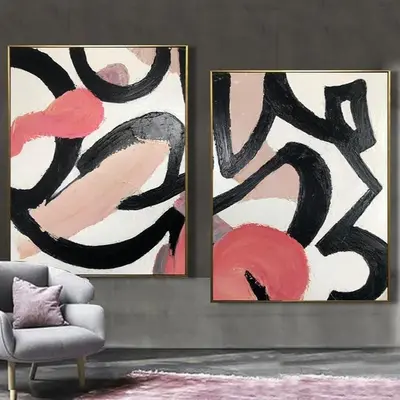 Original Abstract Set of Two Modern Art Contemporary Art Set of Two Blush Artwork | WHISPER OF THE HEART
