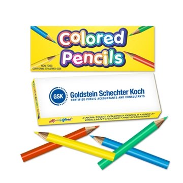 500 Custom 4 Pack of Mini Pre-Sharpened Colored Pencils