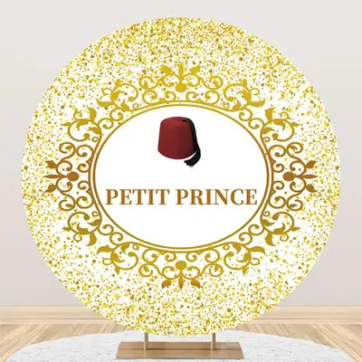 Gold Glitter Red Hat Petit Prince Round Backdrop