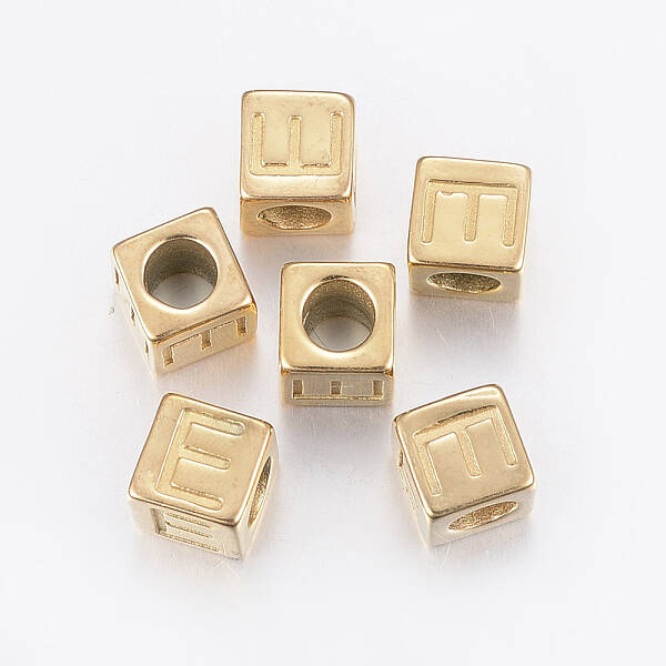 304 Stainless Steel Large Hole Letter European Beads