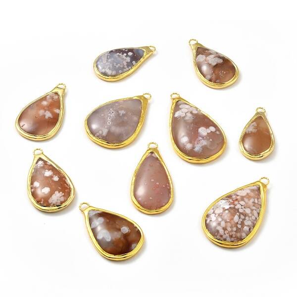 Natural Cherry Blossom Agate Big Pendants