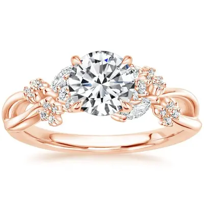 10K Rose Gold 1CT Round Moissanite Engagement Ring