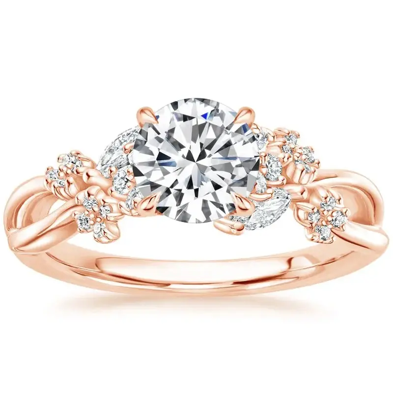 10K Rose Gold 1CT Round Moissanite Engagement Ring