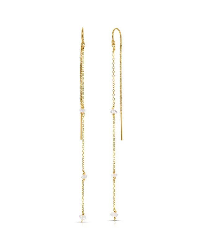 Chatoyant Threader Earrings | Metal Color: Gold