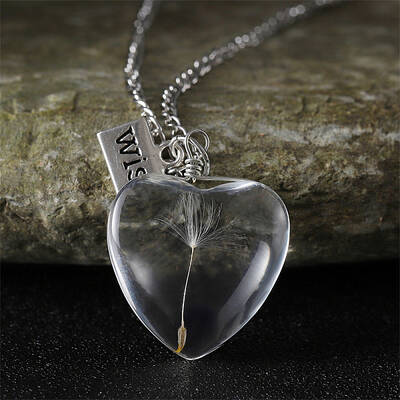 Clear Glass with Dandelion Inside Pendant Necklaces